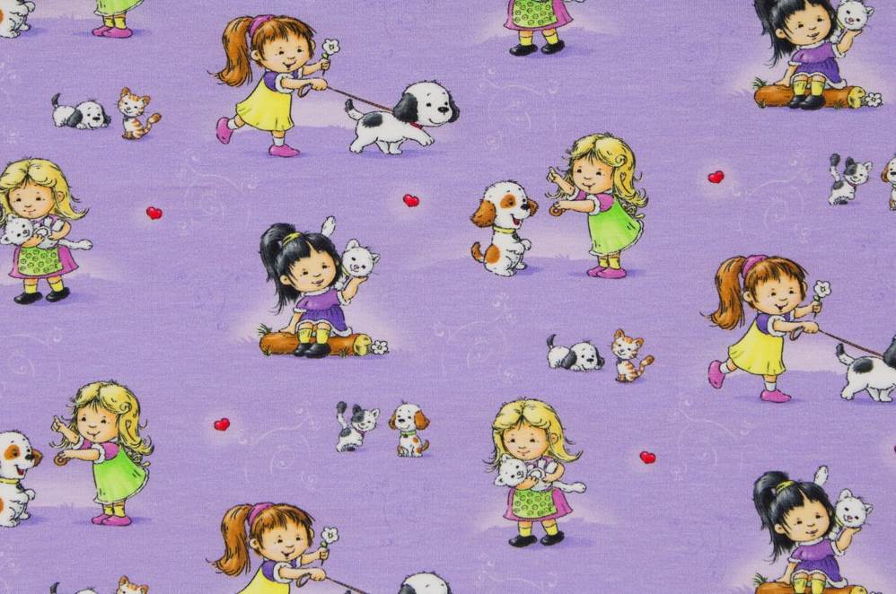 05m Jersey KIMI Mädchen mit Hunden lila bunt
