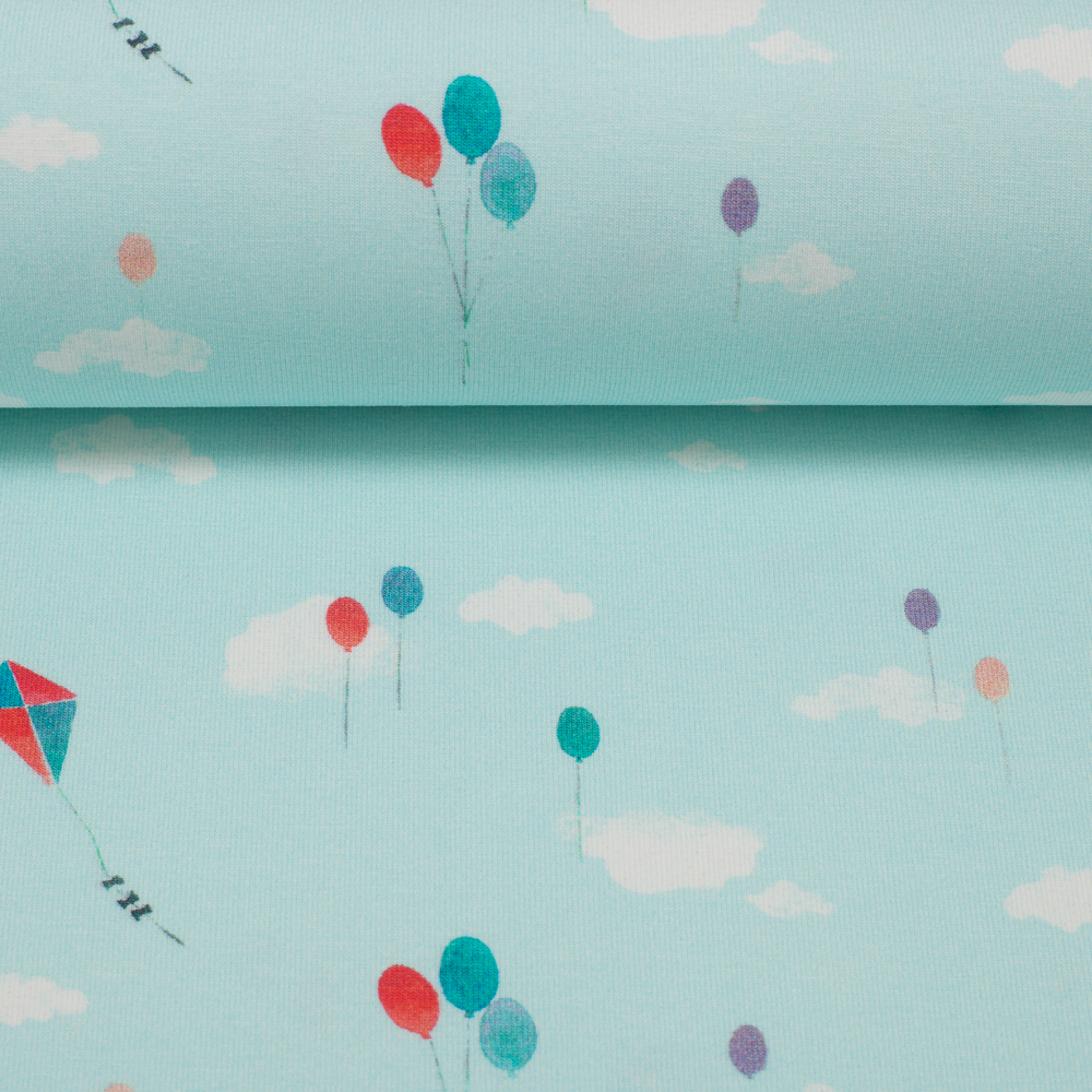 0,5m Jersey Mini Sommer Wolken Drachen Luftballons, helltürkis mint weiß bunt 3
