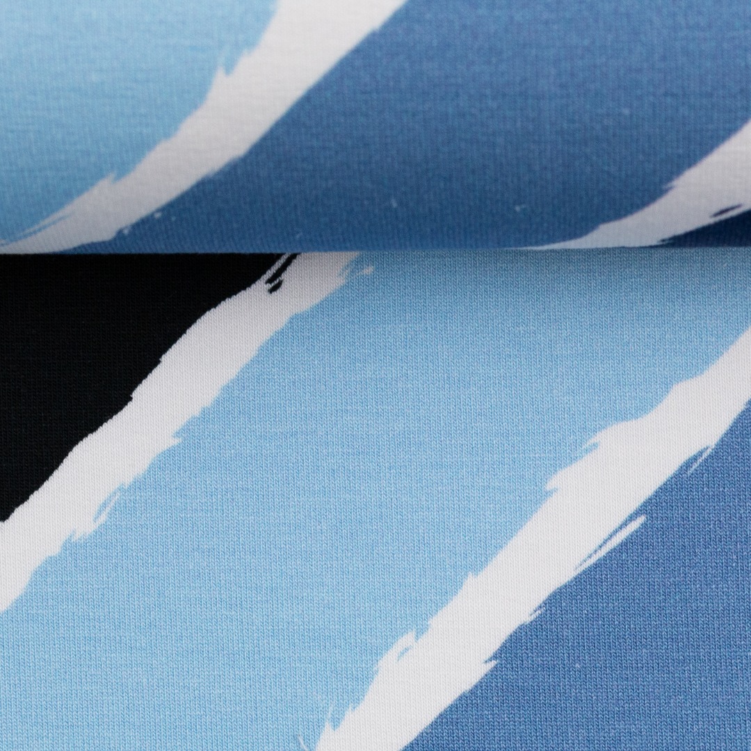 0.5m Diagonally by lycklig design, French Terry Streifen, diagonal, blau, weiß, navy 2