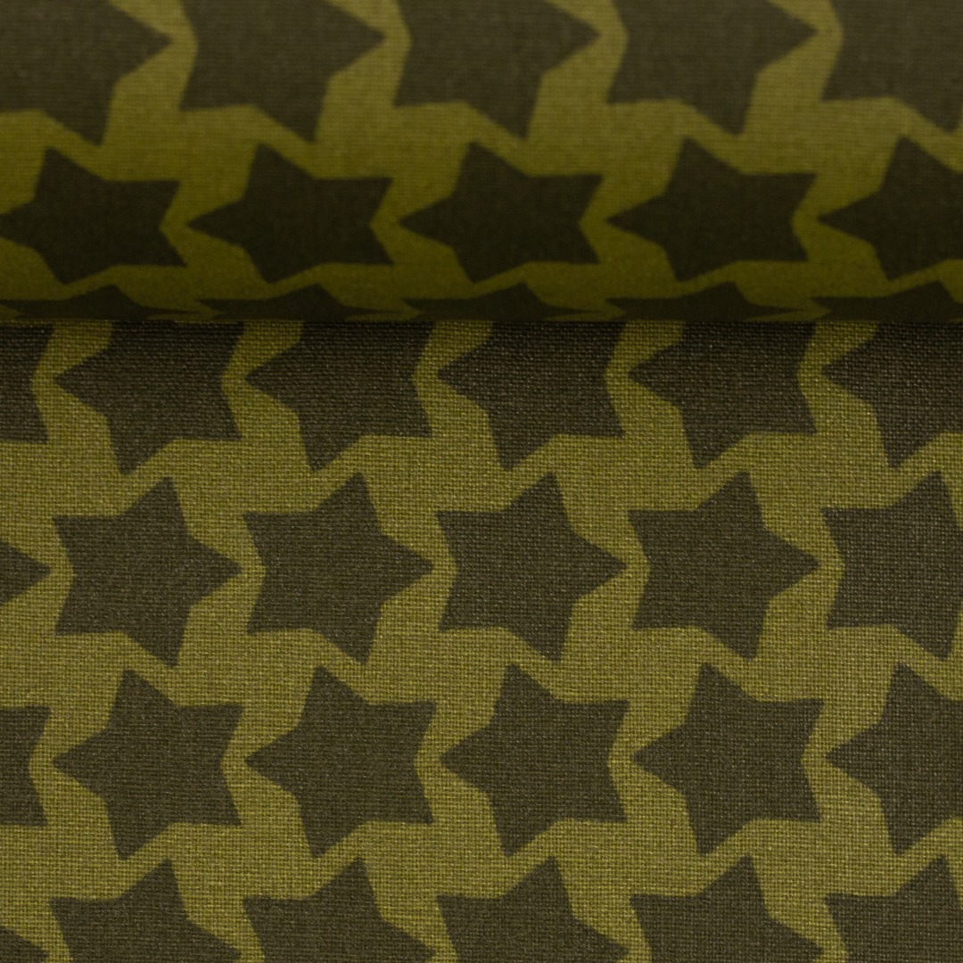 0,25m Beschichtete Baumwolle Staaars by Farbenmix Sterne, Khaki grün 3