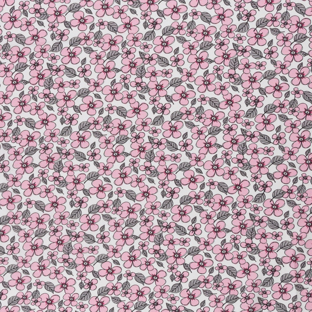 0,5m Baumwolle Valerie Papillon by Steinbeck Kirschblüten, weiß rosa 2