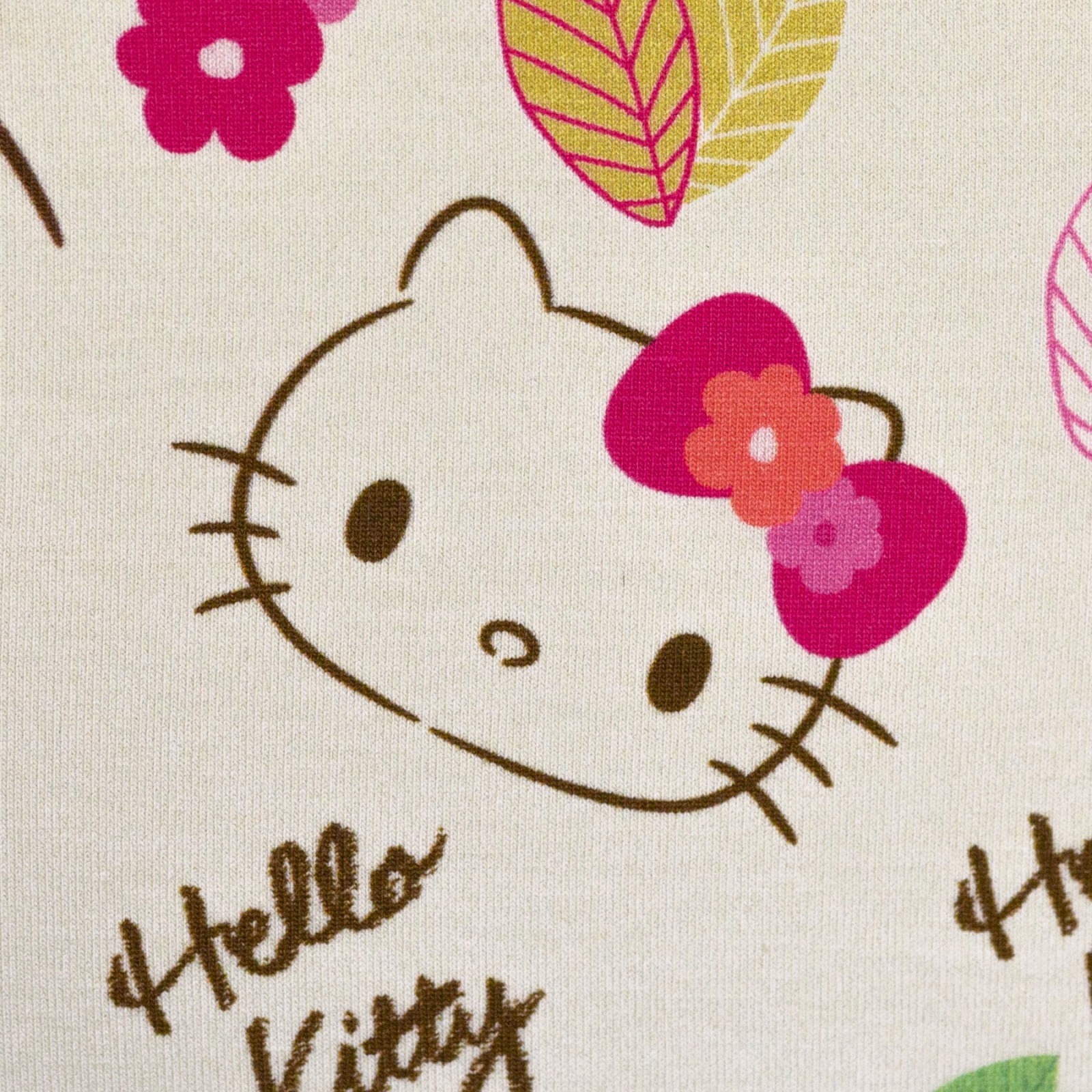 05m Jersey Hello Kitty Flowers Katze Cat creme bunt 3