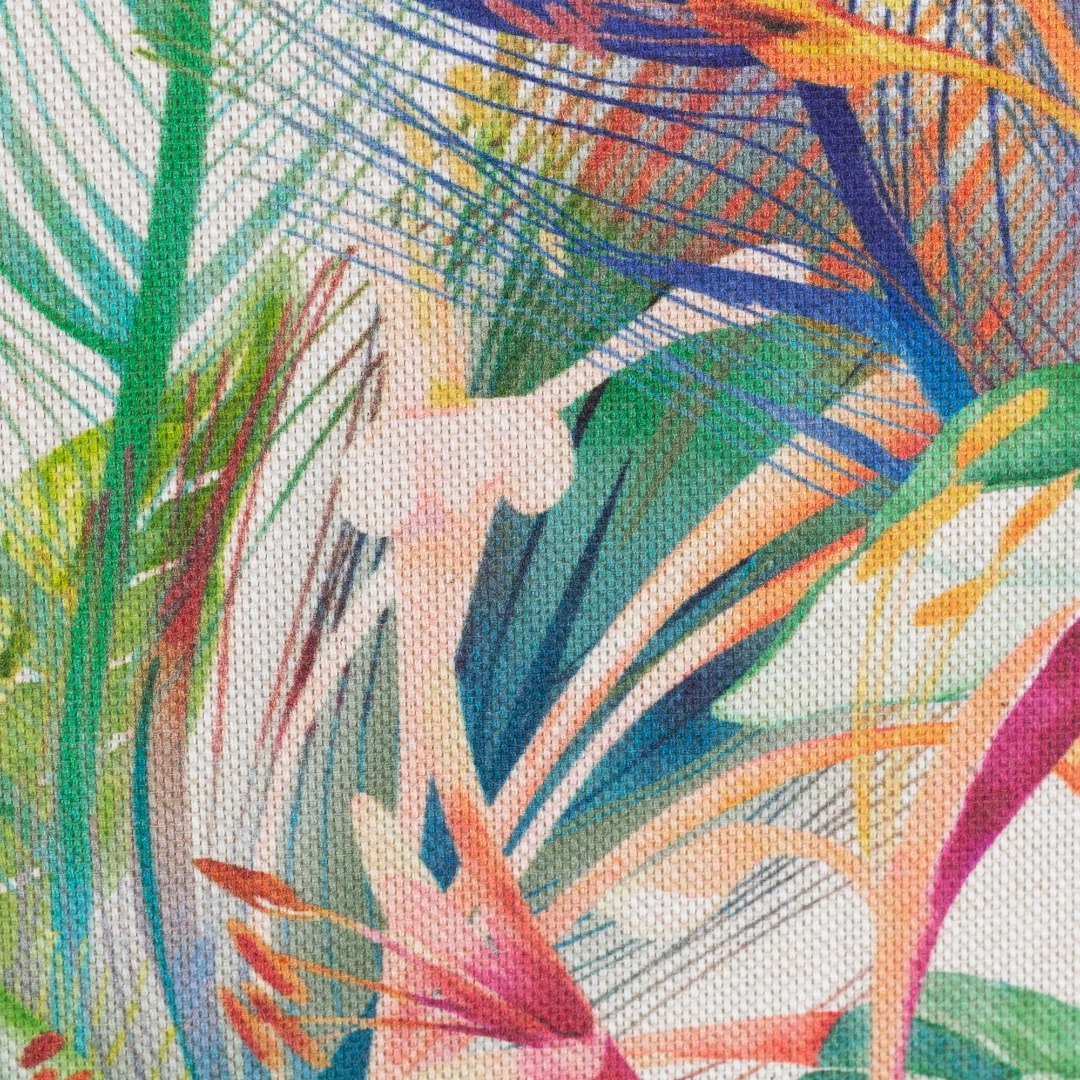 05m Canvas Ulrich Leinenoptik Blüten und Blätter bunt