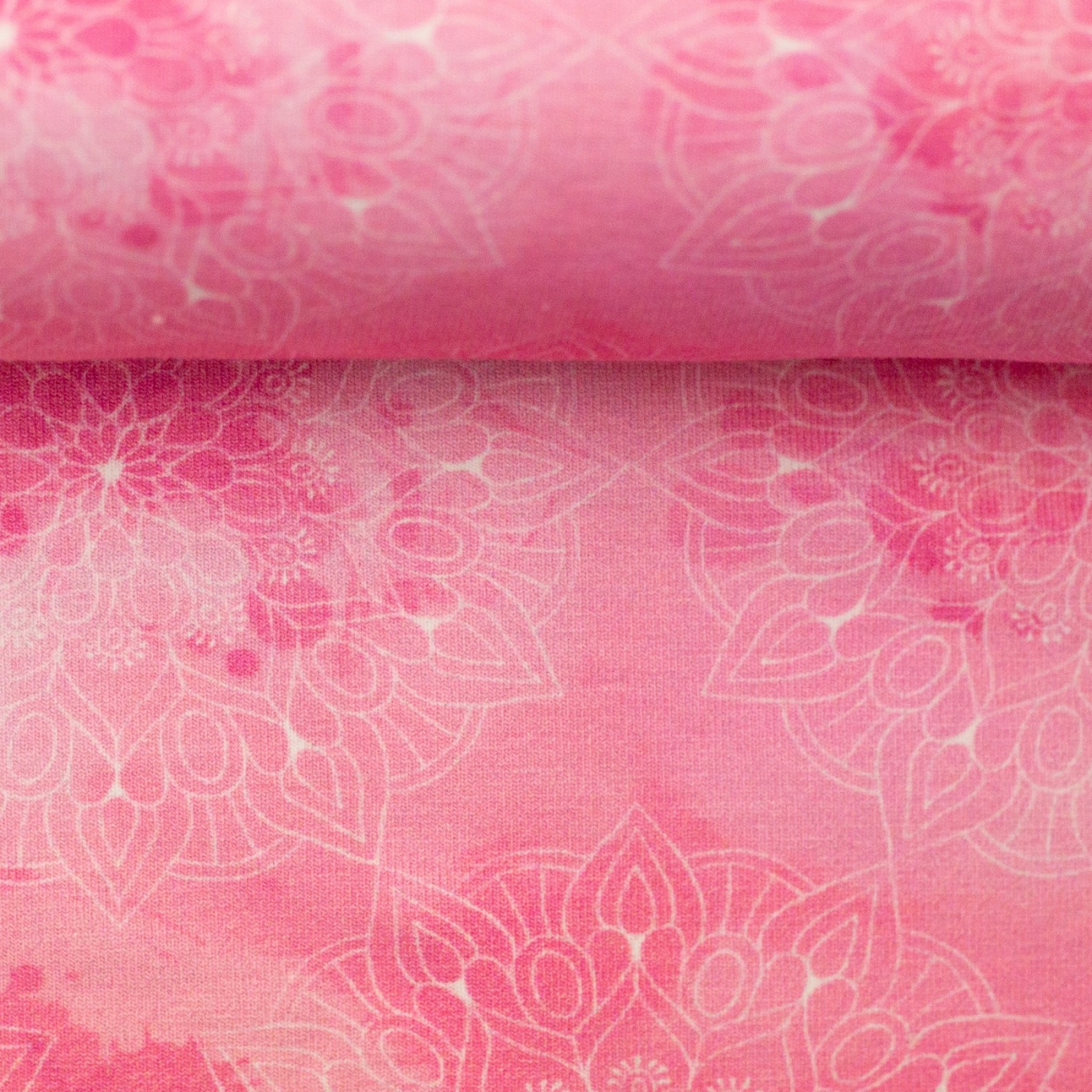 0,5m Jersey Yoga Love Mandalas Blumen, rosa pink