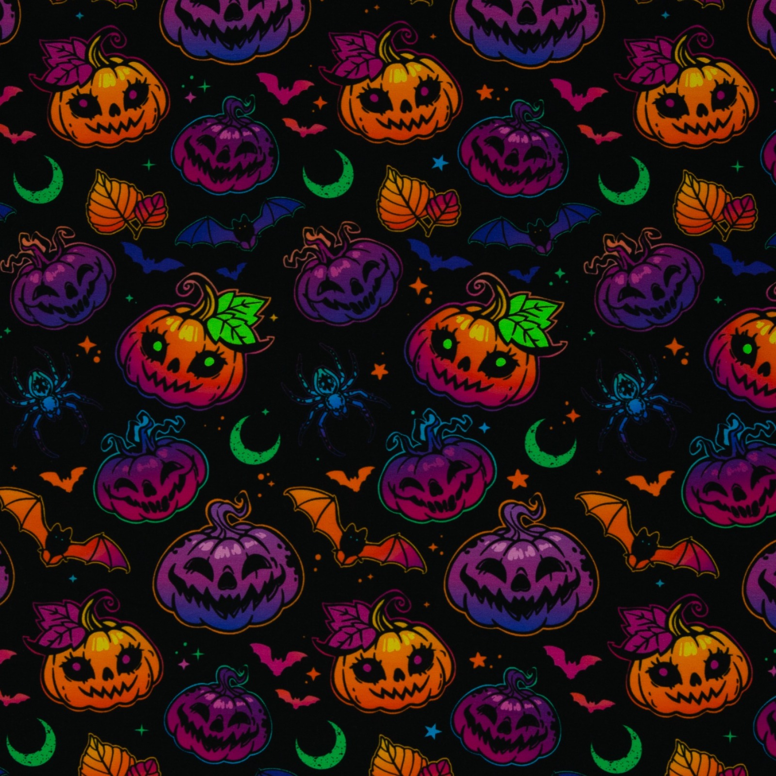 0,5m Sommersweat Halloween Spooky Kürbis, schwarz bunt 3