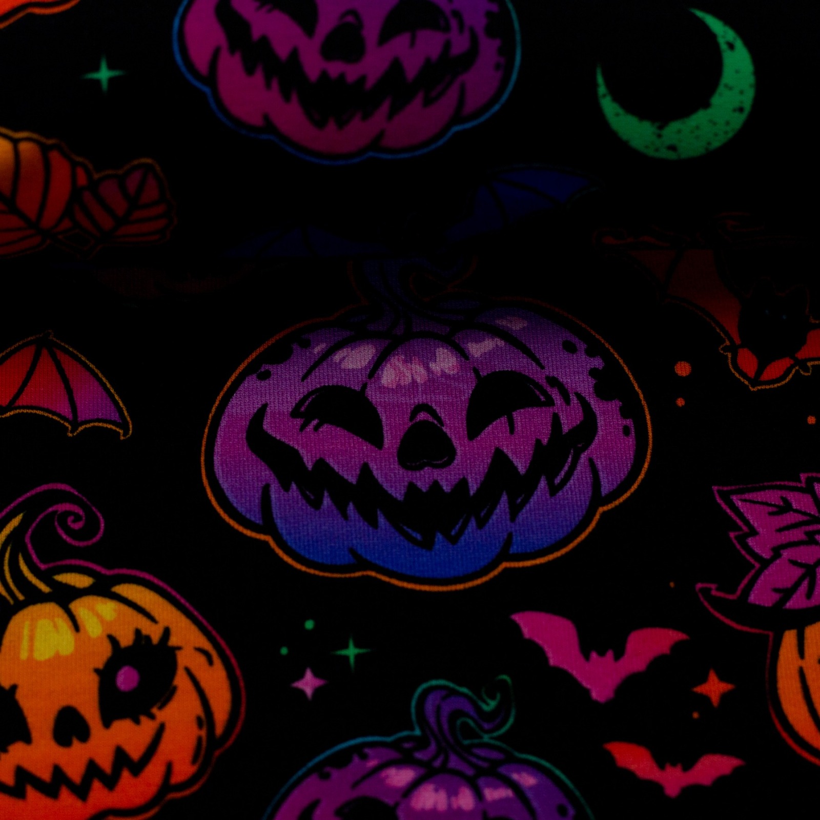 0,5m Sommersweat Halloween Spooky Kürbis, schwarz bunt 2