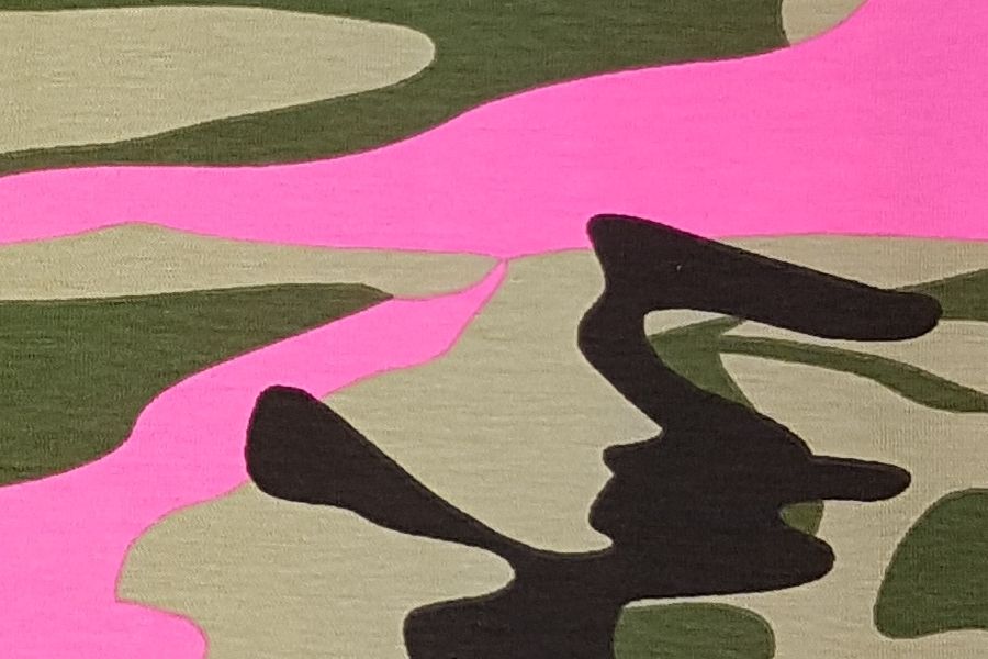 0,5m Jersey Camouflage, khaki taupe neonpink
