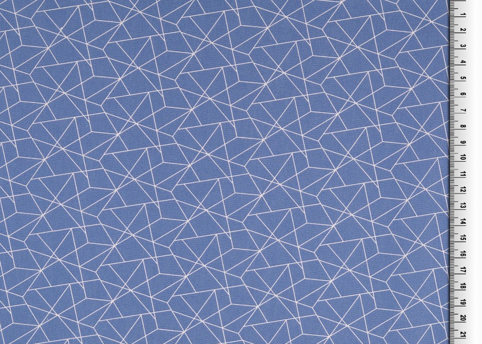 05m BW grafisches Muster Linien dusty Blue weiß