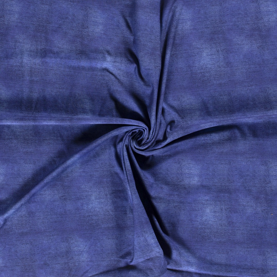 0,5m Sweat French Terry Digitaldruck Jeansoptik, blau 3