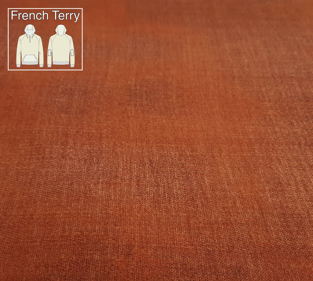 0,5m Sweat French Terry Gots Digitaldruck Jeansoptik, edel rost