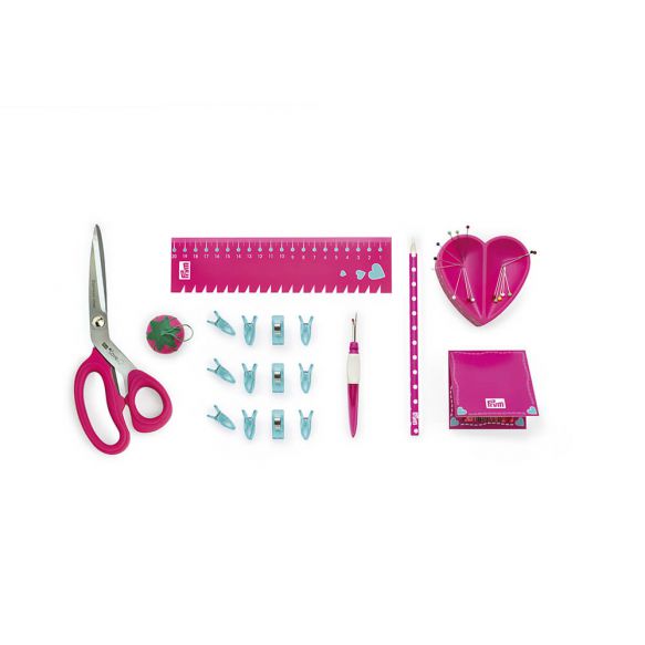 Prym Love Starter Box mit Schere Magnetnadelkissen Nahttrenner Handmaß Clips uvm pink 4