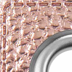 1 Paar Ösen Patches auf Kunstleder für Kordeln für 10mm Durchmesser metallic rosa silber