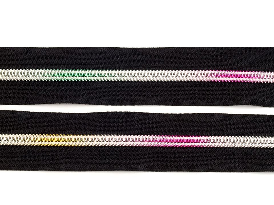 15m Regenbogen Reißverschluss Spirale Breite 6 mm 5 Zipper schwarz bunt 2