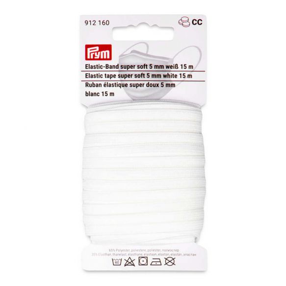 15m Prym Elastic Band Gummi Super Soft 5mm weiß