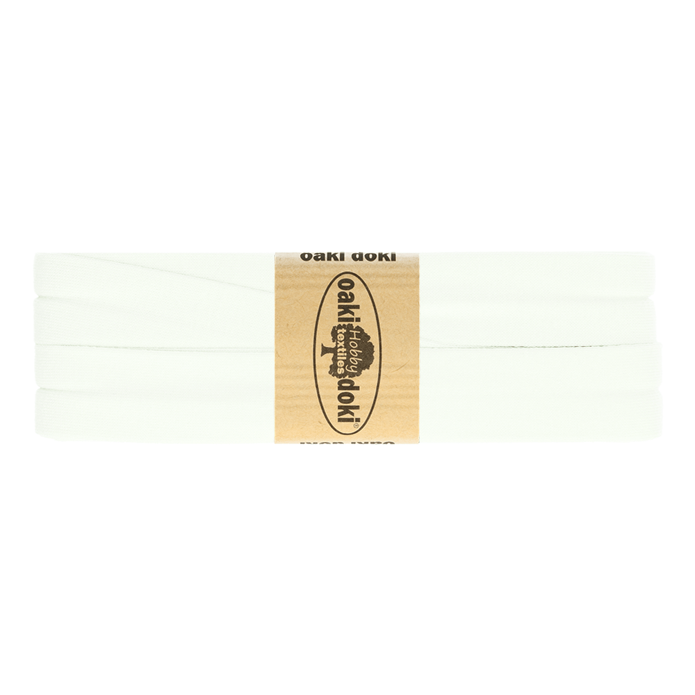 3m Oaki Doki Jersey Schrägband uni 2cm breit weiß