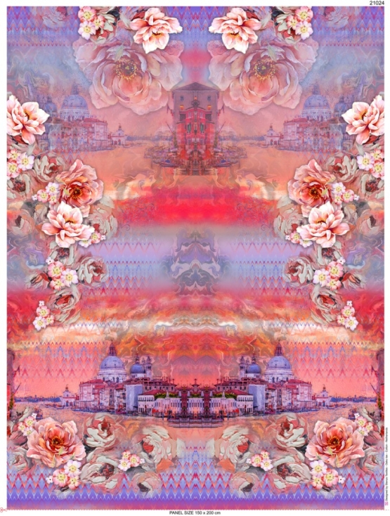 1Panel Jersey Digitaldruck Rom, flieder orange rosa