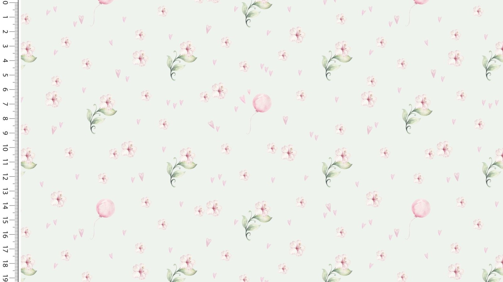 05m Baumwolle Digitaldruck Aquarell Blümchen ecru rosa