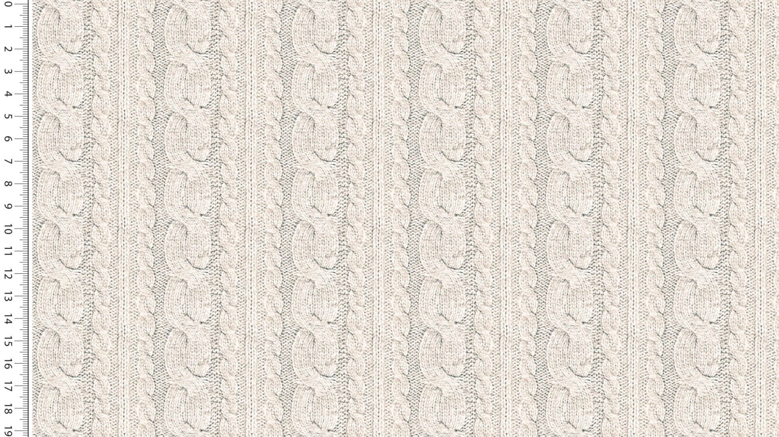 0,5m Sommersweat French Terry Sweat Digitaldruck Zopf Strick Muster , Wollweiß