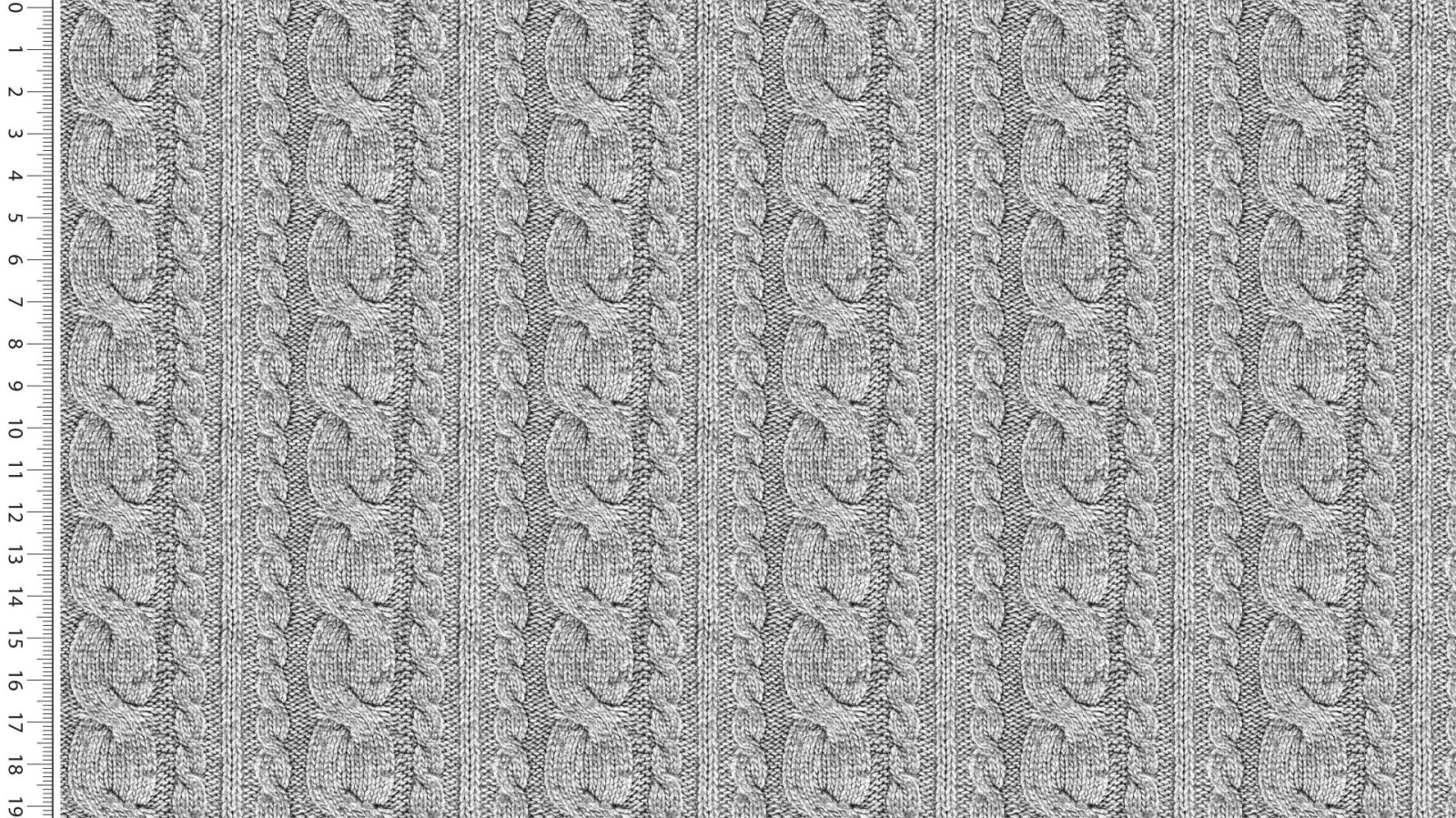 05m Sommersweat French Terry Sweat Digitaldruck Zopf Strick Muster hellgrau
