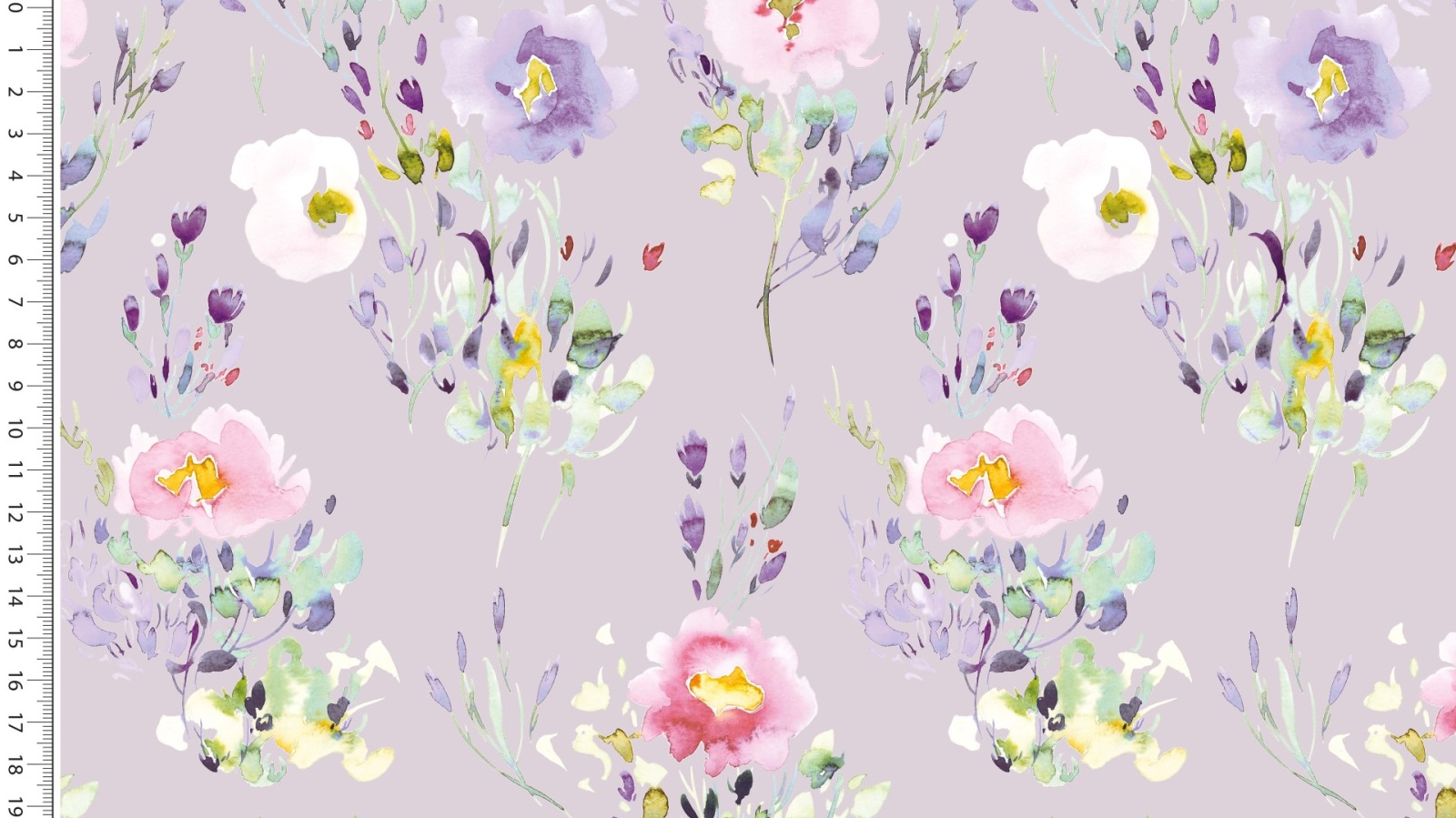 0,5m Jersey Digitaldruck Aquarell Blumen, soft lila flieder