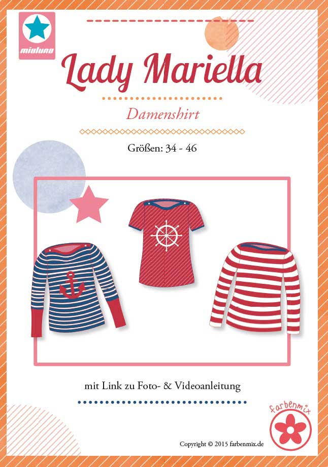 1Stk Lady Mariella Damenshirt Papier Schnittmuster by farbenmix Gr 34-46