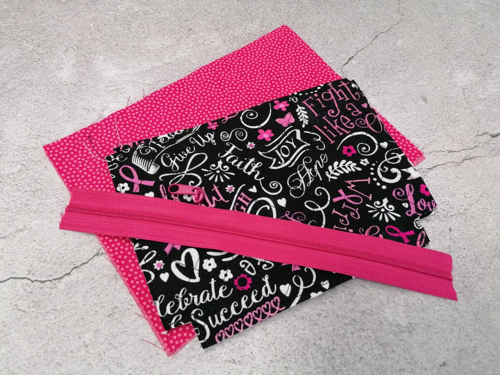 1 DIY Näh Set für eine Kosmetiktasche Materialpaket Girls, schwarz pink