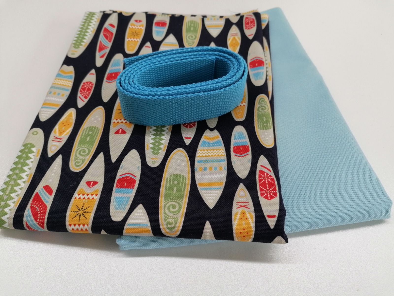 1 DIY Set Materialpaket für Tasche oder Kissen, 2x Canvas , hellblau schwarz