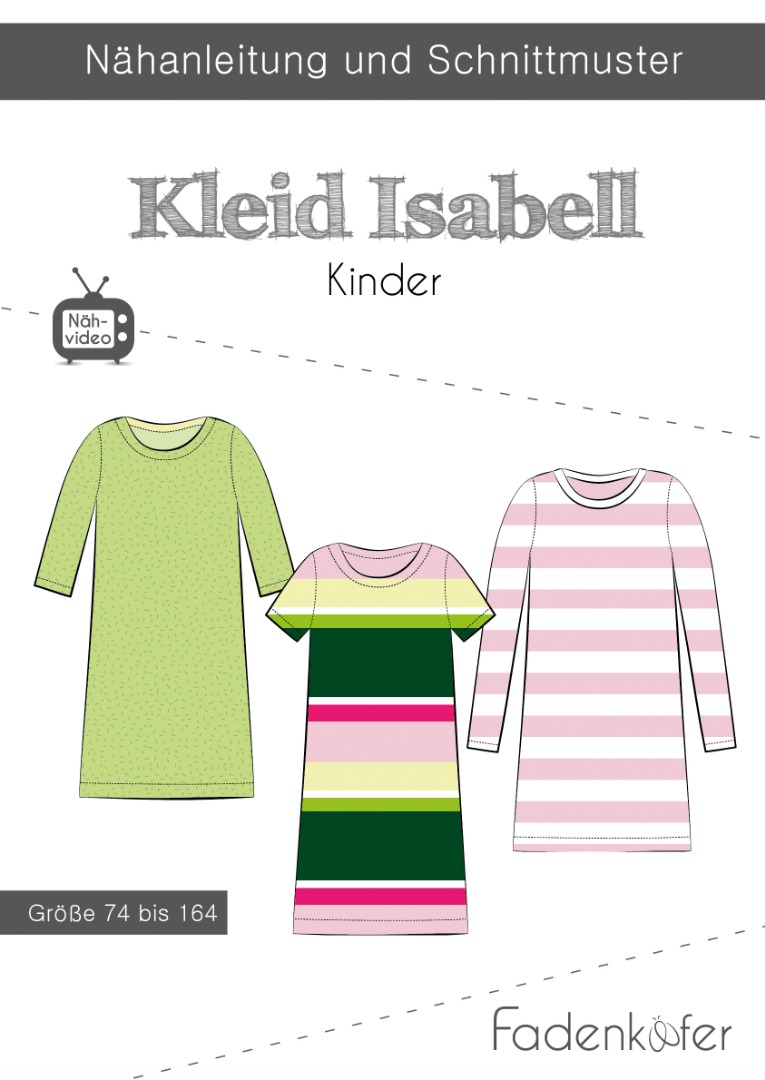 1 Papierschnittmuster Fadenkäfer Kleid Isabell Kids Gr 74-164 2
