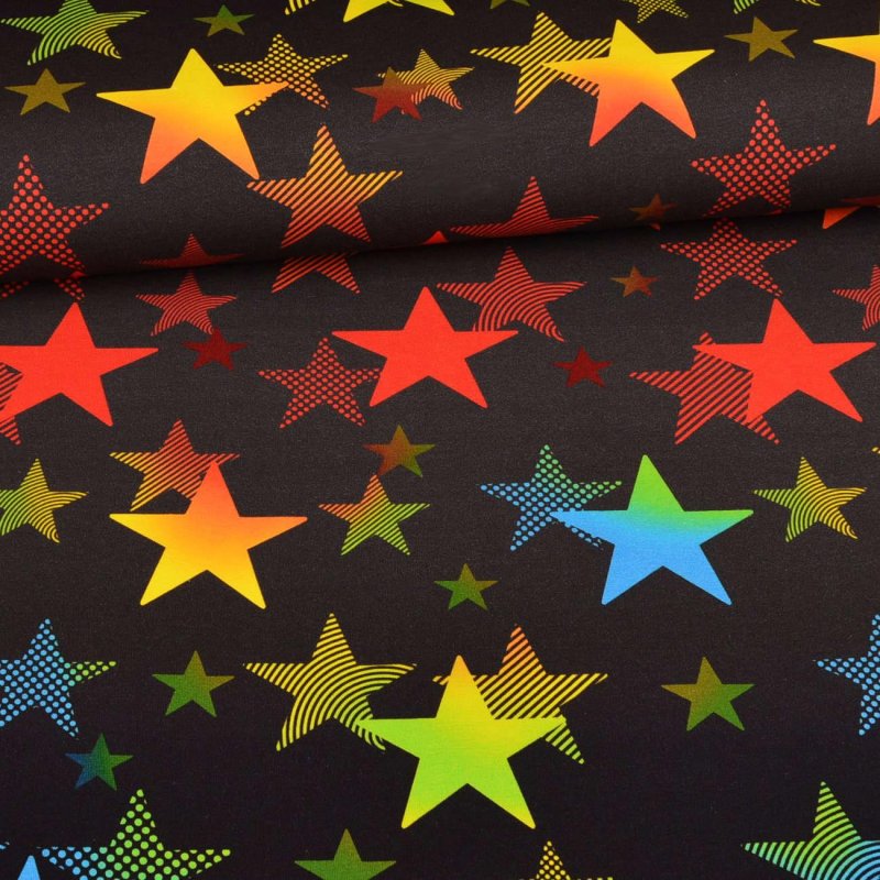05m Jersey Glitzerpüppi Sterne schwarz bunt