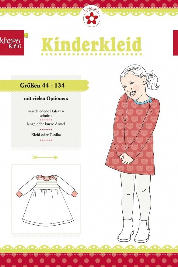 1Stk Kinderkleid Klimperklein Papier Schnittmuster by farbenmix Gr 44-134