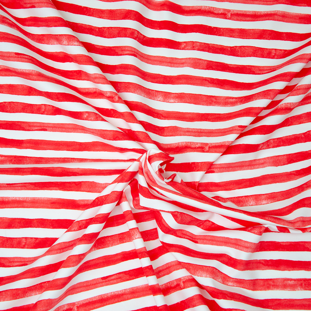 0.5m Jersey Ringeljersey Streifen unregelmäßig, rot weiß