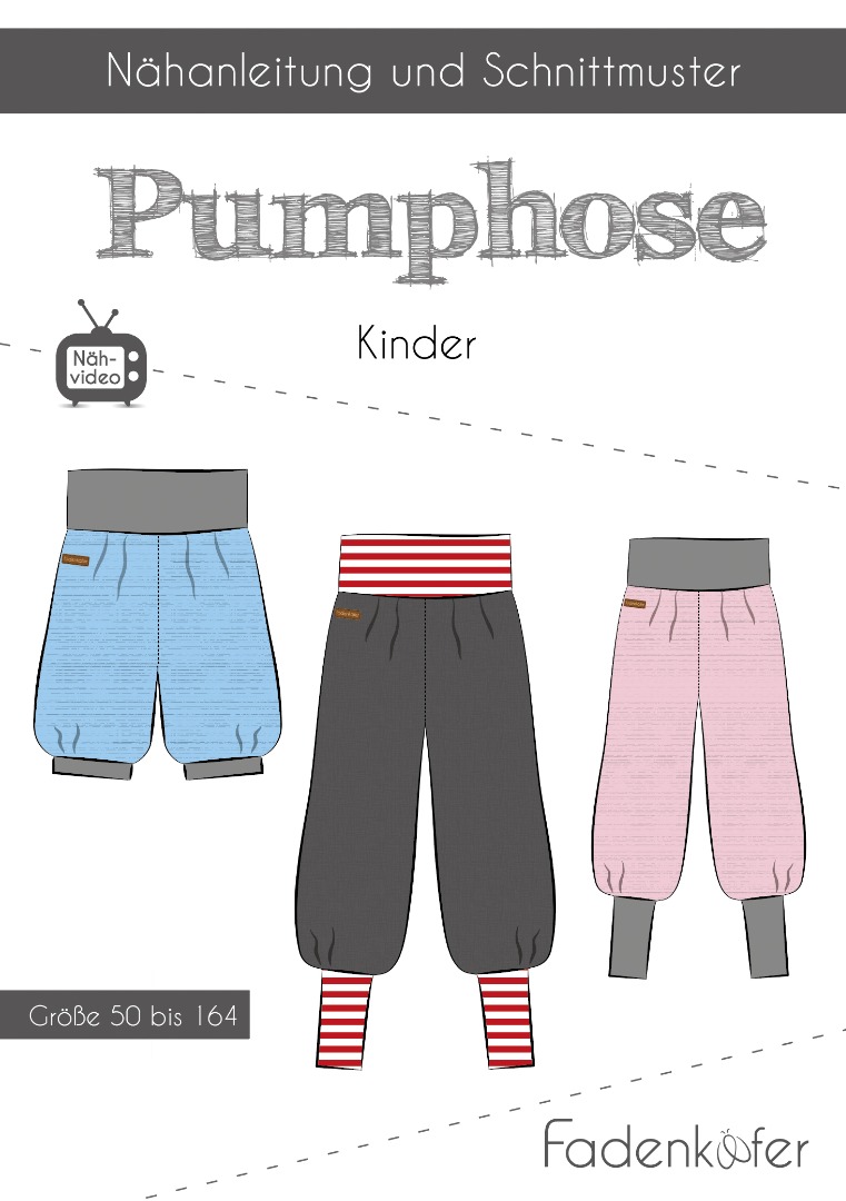 1 Papierschnittmuster Fadenkäfer Pumphose Kids Gr 50-164 2