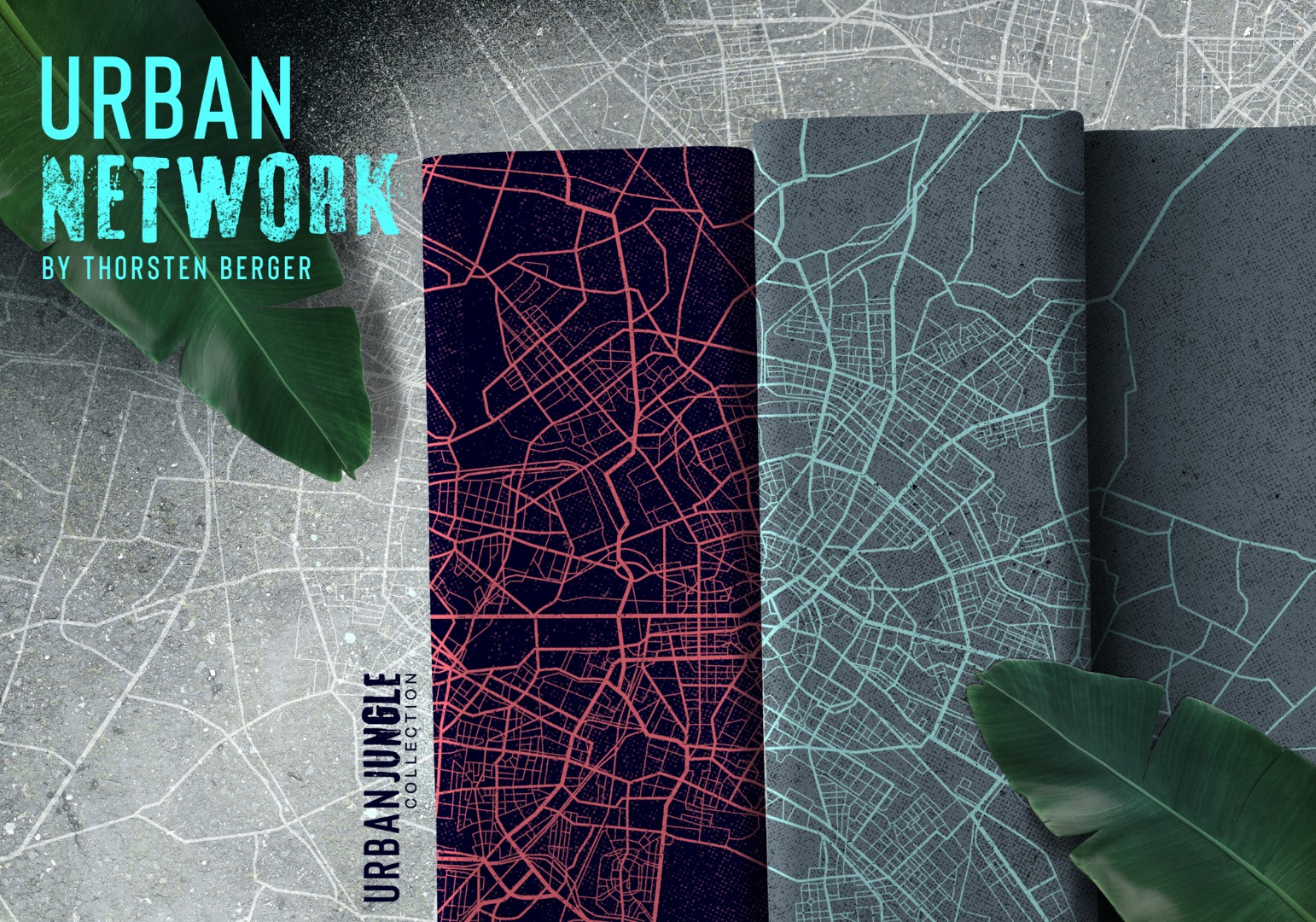 1 Panel Urban Jungle Network by Thorsten Berger grau mint 5
