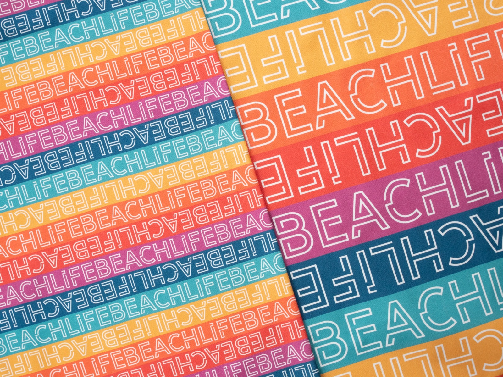 0,5m Canvas Valentin Beachlife Streifen Schrift, bunt