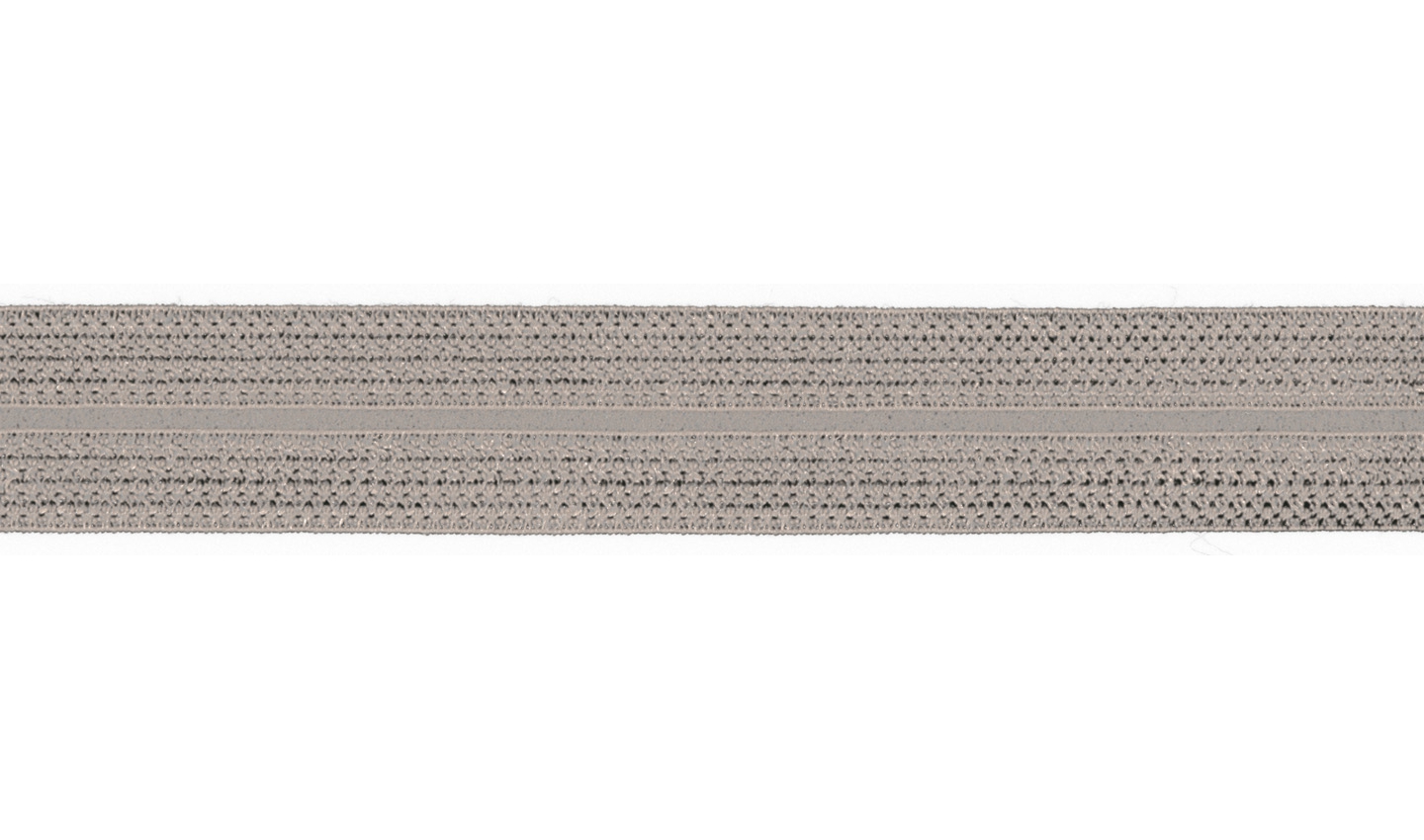 1m Jaquard Schrägband elastisch 20mm silber hellgrau