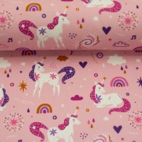 0,5m Baumwolle Einhorn Unicorn, rosa flieder 2