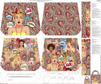 1 Panel Canvas für Tasche, Pop Art Comicstyle, Wendetasche, bunt