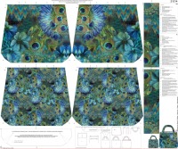 1 Panel Canvas für Tasche, Pfau, Wendetasche, türkis blau grün