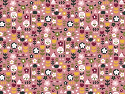 0,5m BW Happy Feeling Blumenparty, lachsrosa bunt - Auch in anderen Farben und passenden Designs erh