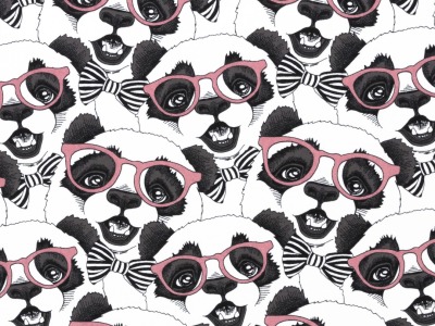 05m Jersey Vera Pandas mit Brille weiß schwarz altrosa - Auch in anderen Farben erhältlich