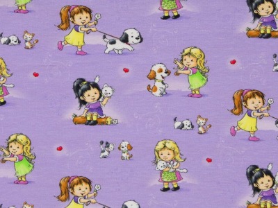 05m Jersey KIMI Mädchen mit Hunden lila bunt
