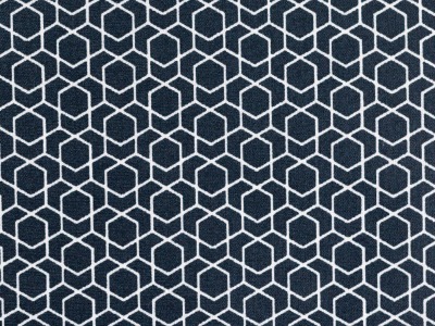 05m Beschichtete Baumwolle Leonie geometisches Muster petrol weiß