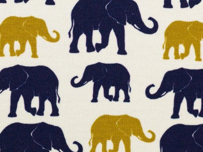 05m Jersey THEO Elefanten ecru ocker Navy blau - weitere Farben erhältlich