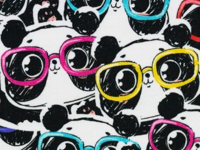 05m Jersey THEO Pandas mit Brille weiß schwarz bunt