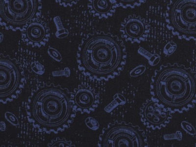 05m Baumwolle Happy Metall by Steinbeck Zahnräder schwarz blau - weitere Stoffe der Serie