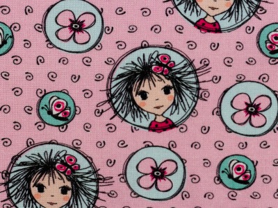05m Baumwolle Valerie Papillon by Steinbeck Mädchen rosa schwarz - weitere Stoffe der Serie erhältlich