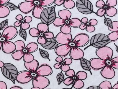 0,5m Baumwolle Valerie Papillon by Steinbeck Kirschblüten, weiß rosa - weitere Stoffe der Serie