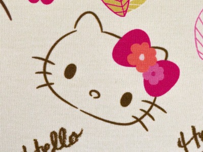 05m Jersey Hello Kitty Flowers Katze Cat creme bunt