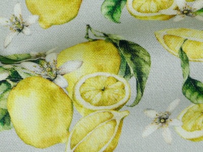 0,5m Canvas Digitaldruck Zitronen, gelb grau