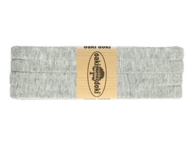 3m Oaki Doki Jersey Schrägband uni 2cm breit hellgrau meliert - weitere Farben im Shop erhältlich